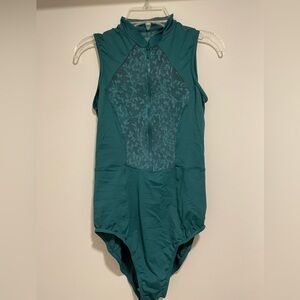 Mirella mock neck zip-up leotard